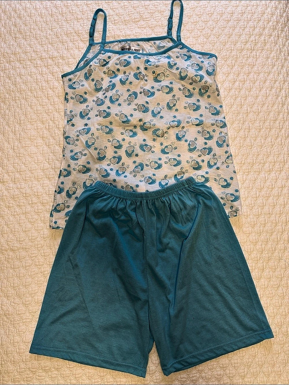 WONDERFULNIGHT Two-Piece Paisley Pajama Set in Blue & White Size Medium